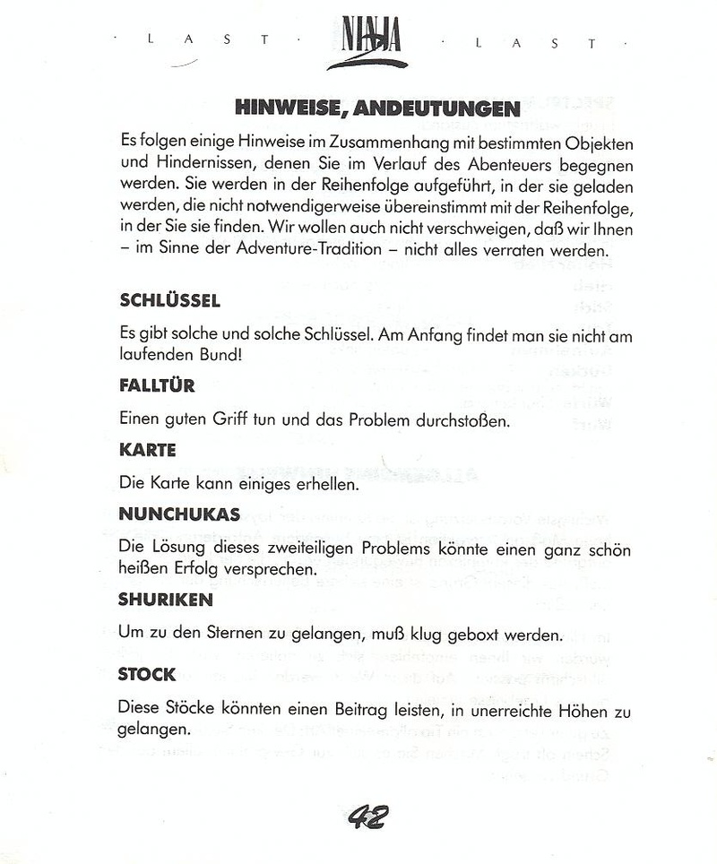 Last Ninja 2 manual page 42