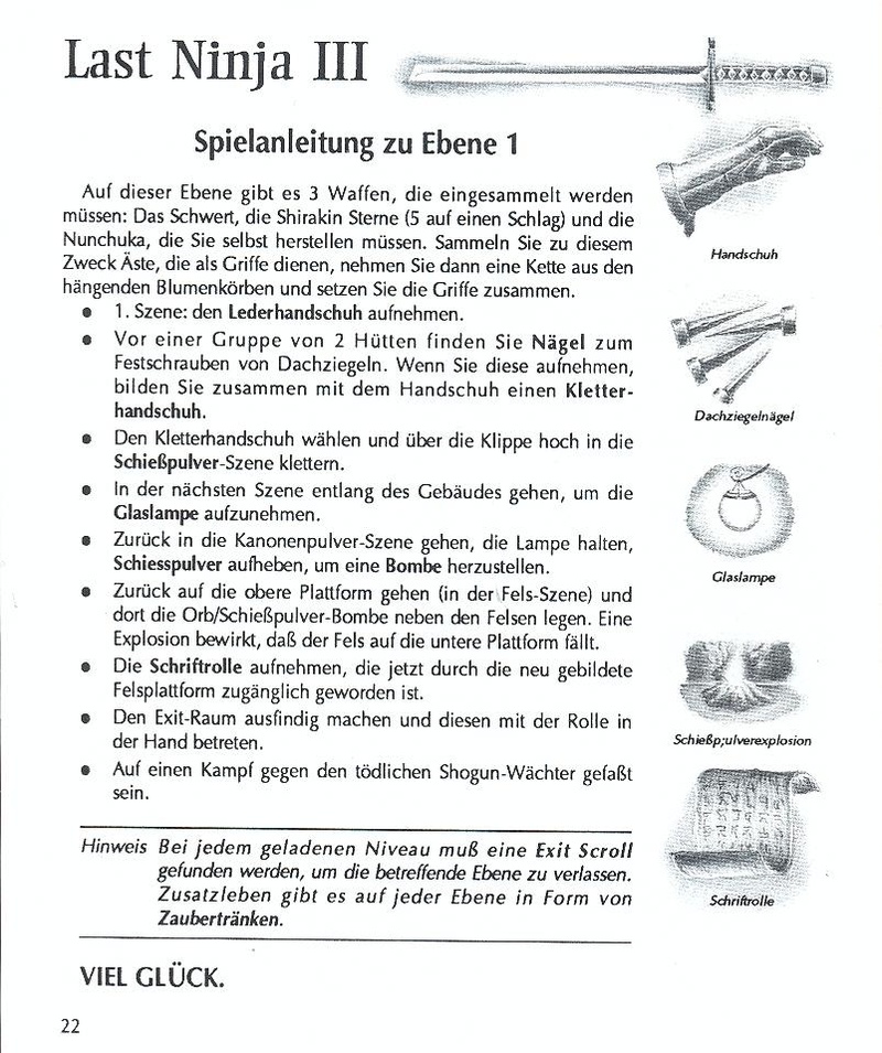 Last Ninja 3 manual page 22