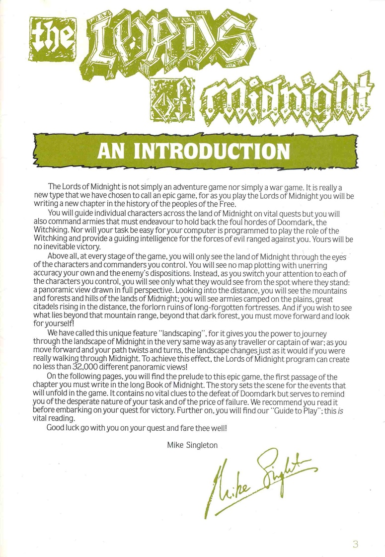 The Lords of Midnight Manual Page 3