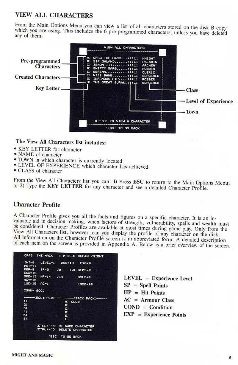 Might and Magic manual page 5