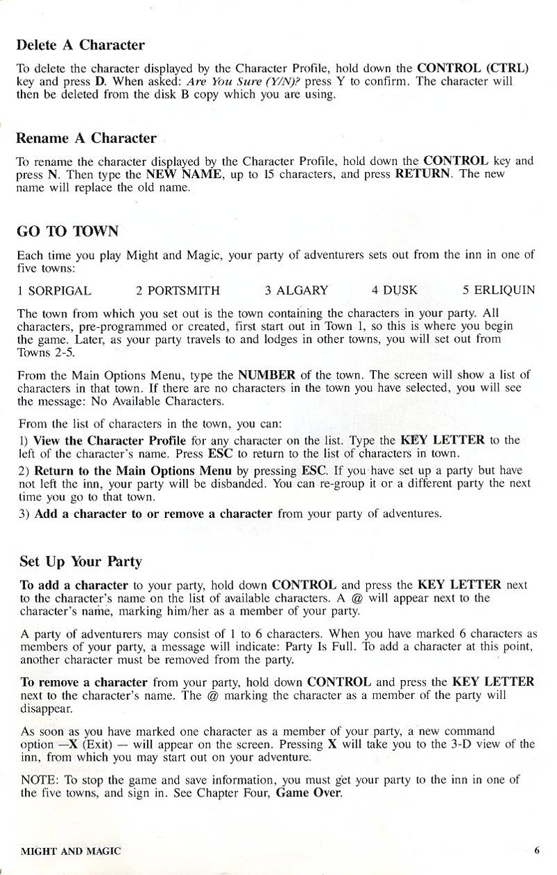 Might and Magic manual page 6
