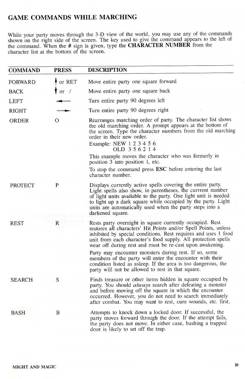 Might and Magic manual page 10