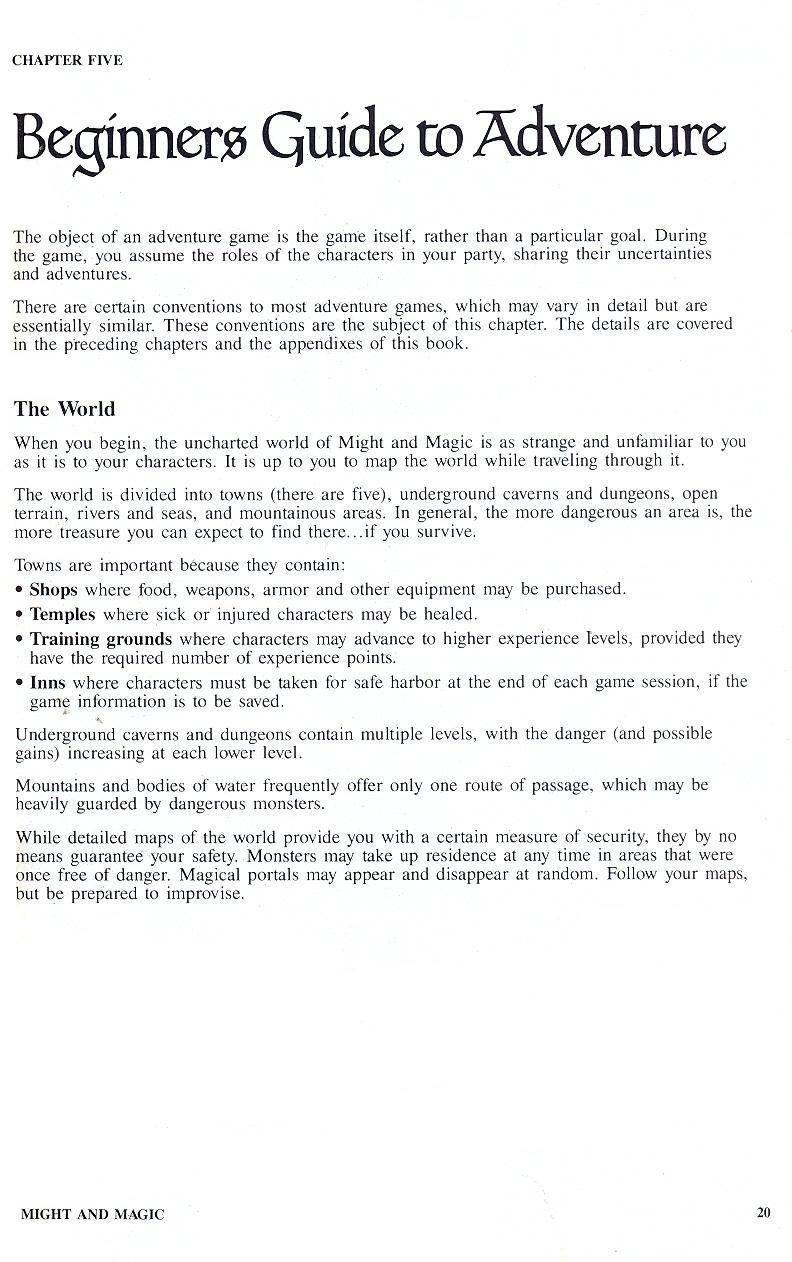 Might and Magic manual page 20
