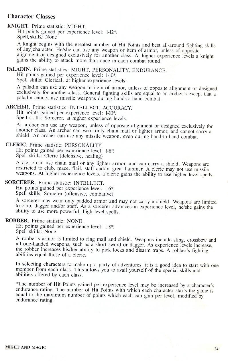 Might and Magic manual page 24