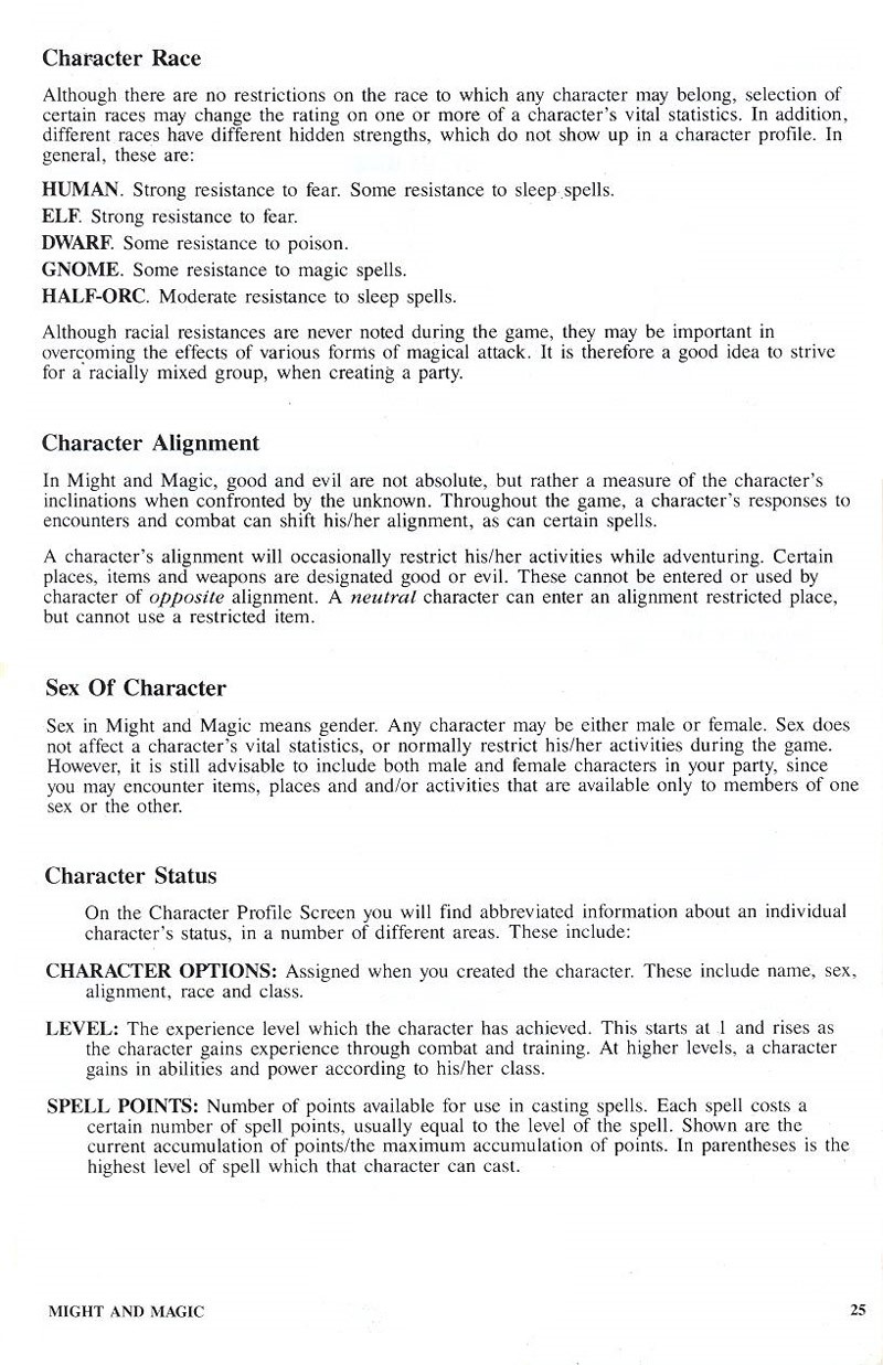 Might and Magic manual page 25