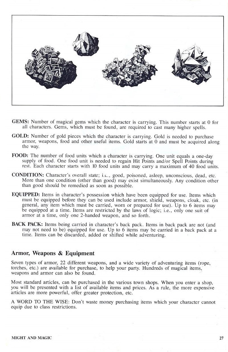 Might and Magic manual page 27
