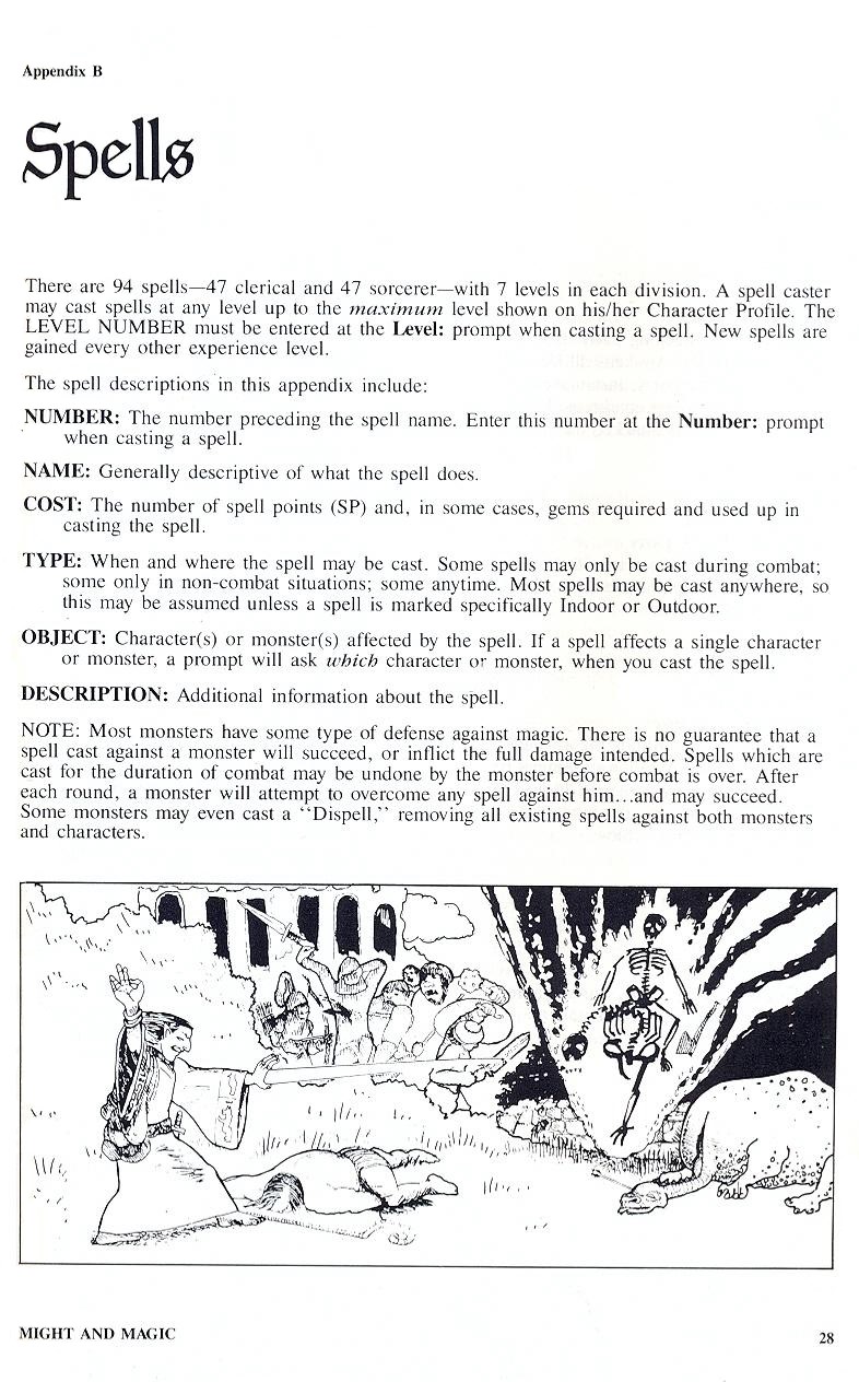 Might and Magic manual page 28