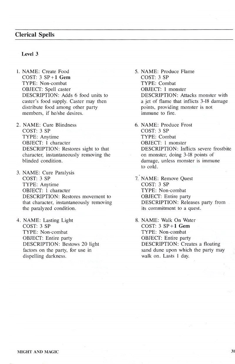 Might and Magic manual page 31