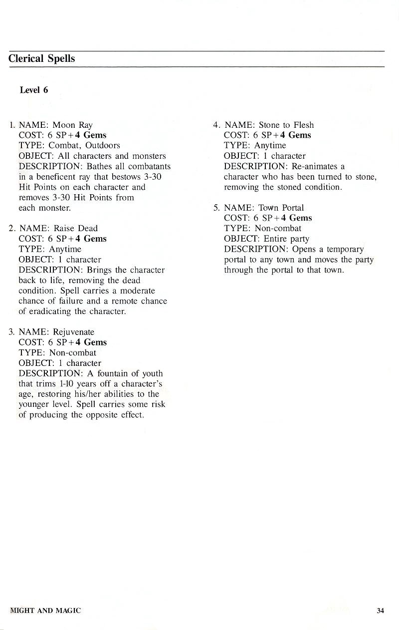 Might and Magic manual page 34