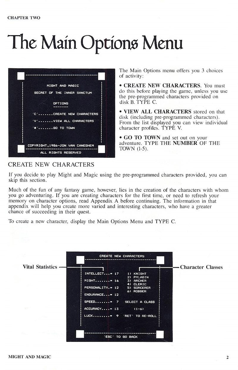 Might and Magic manual page 2