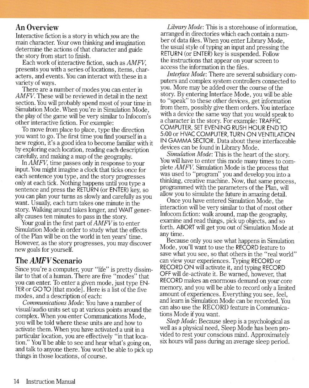 A Mind Forever Voyaging manual page 14