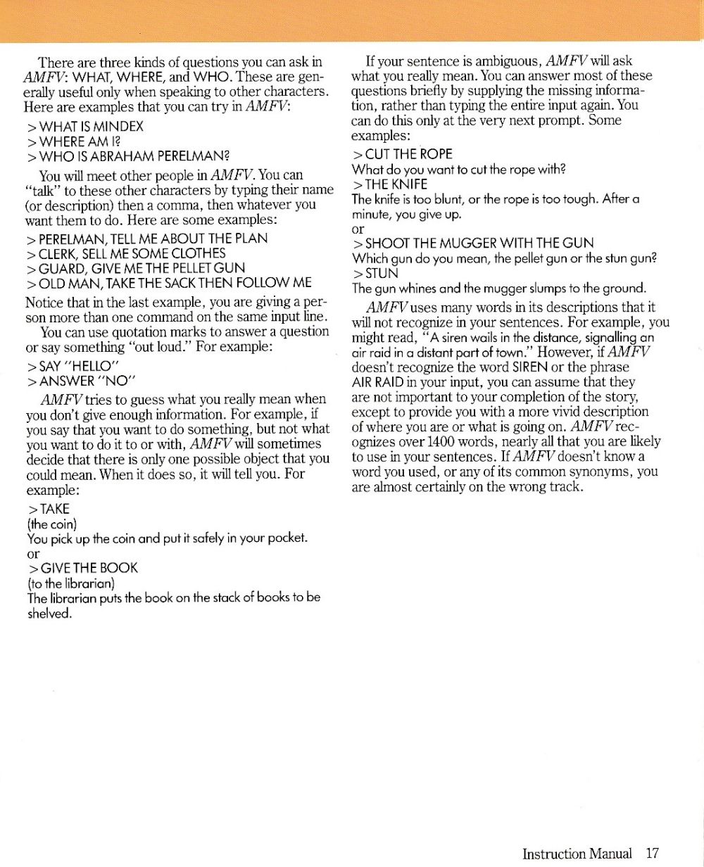 A Mind Forever Voyaging manual page 17