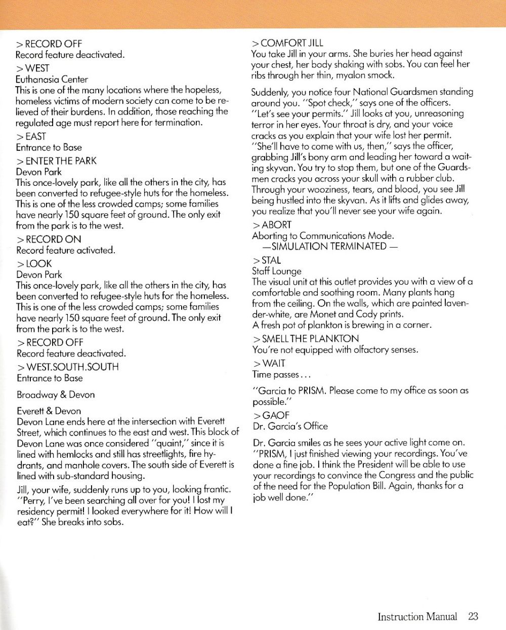 A Mind Forever Voyaging manual page 23