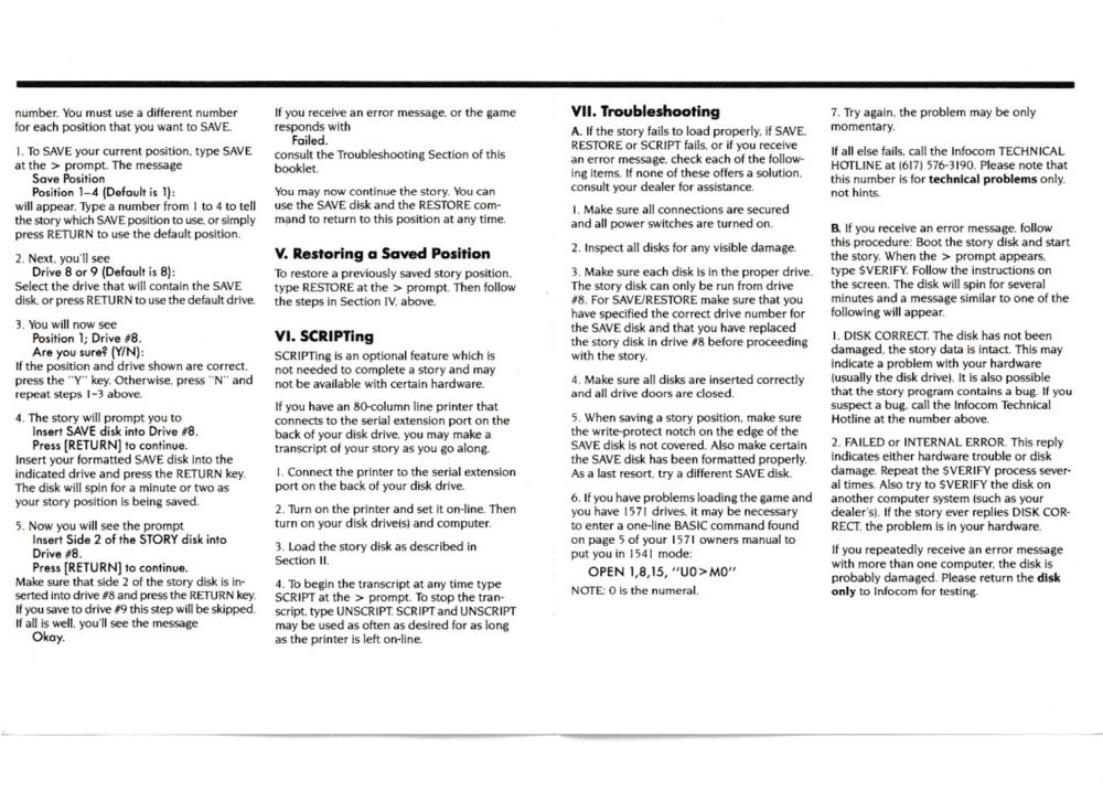 A Mind Forever Voyaging reference card inside