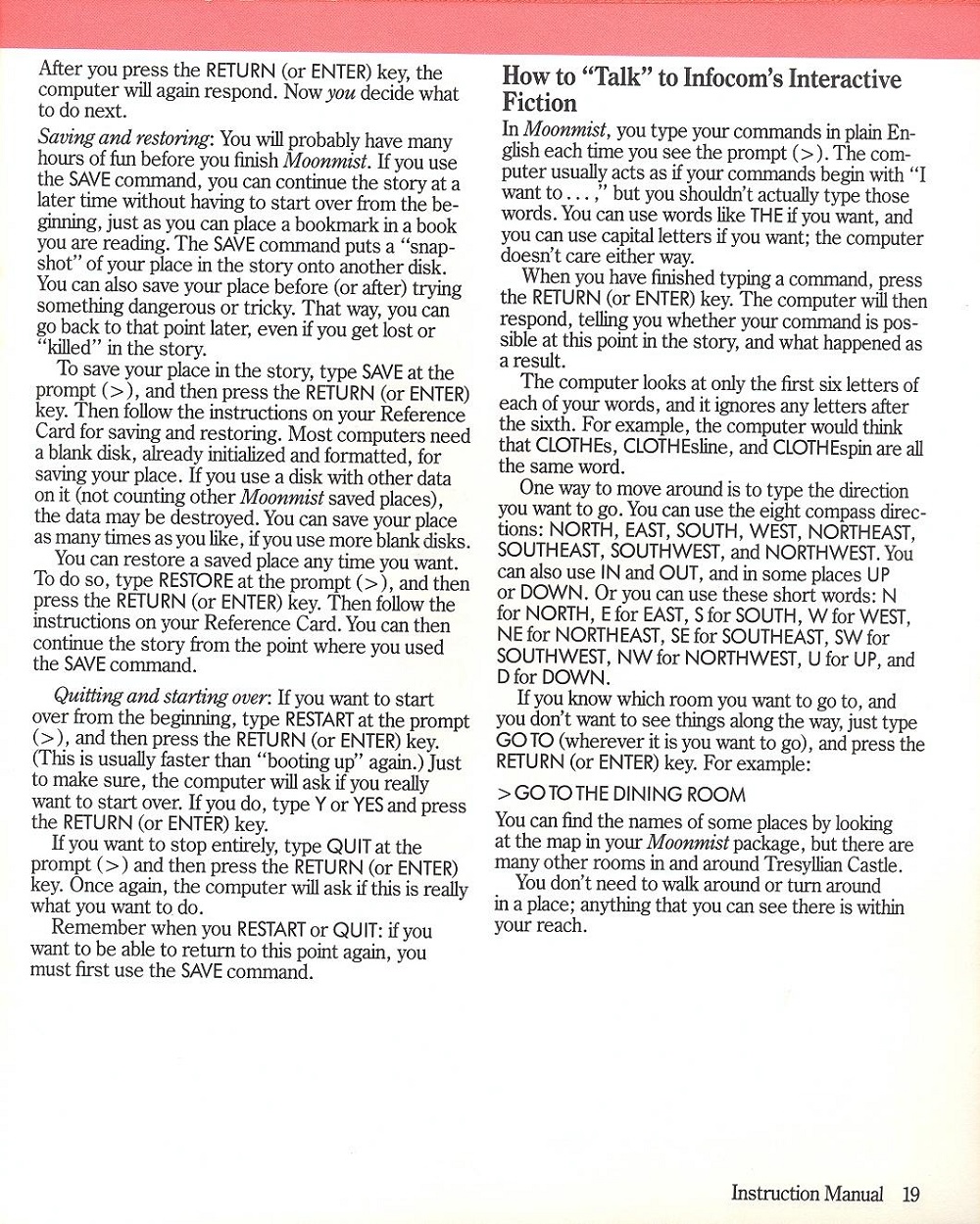 Moonmist Instruction manual page 19