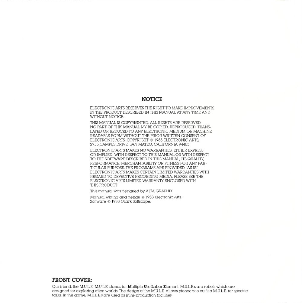 M.U.L.E. Manual Page 0