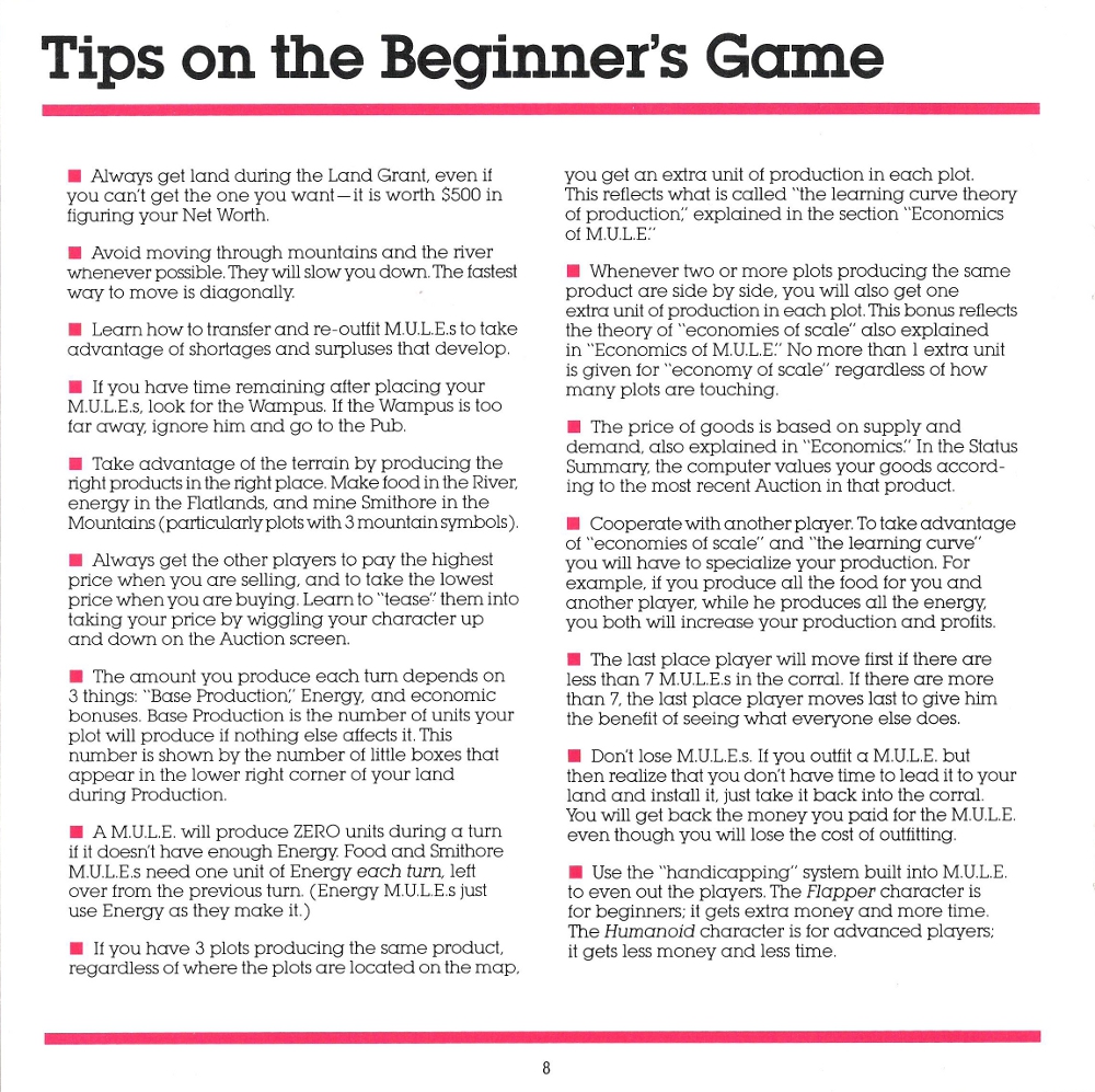M.U.L.E. Manual Page 8