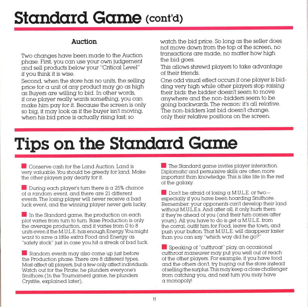M.U.L.E. Manual Page 11