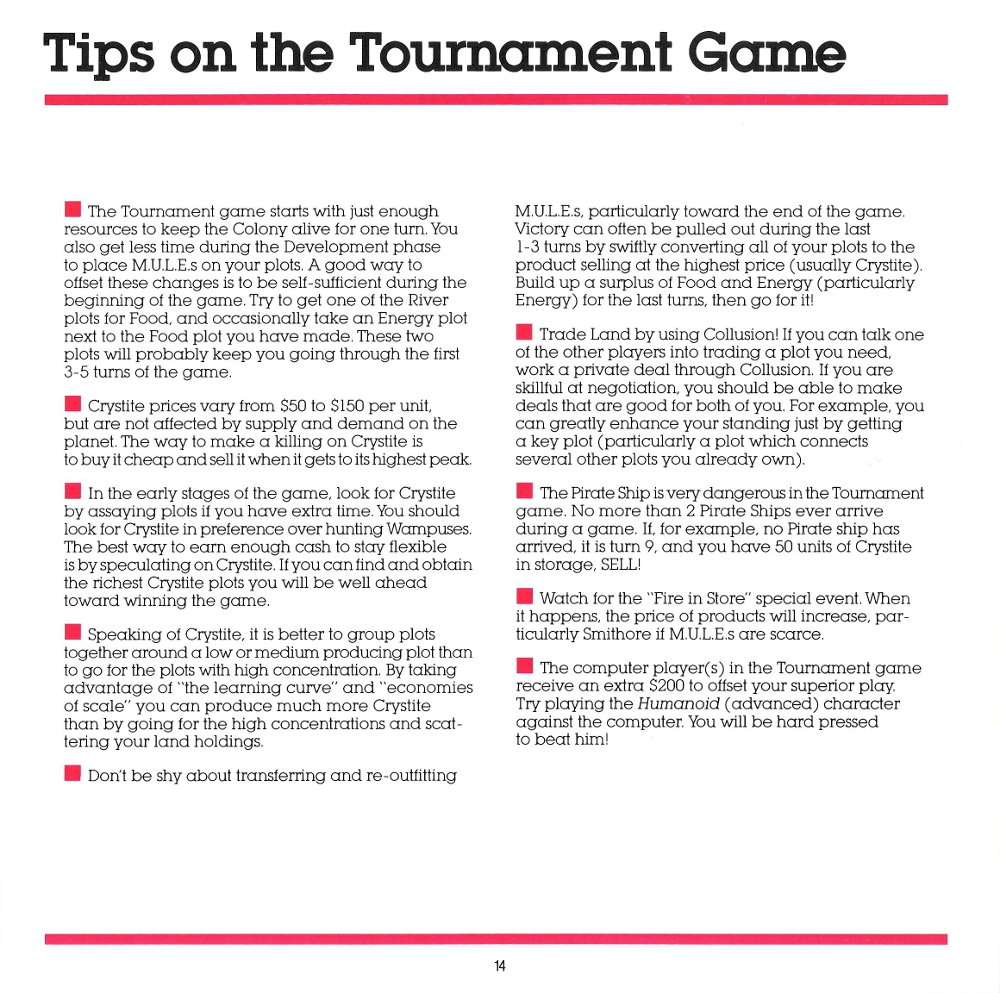 M.U.L.E. Manual Page 14