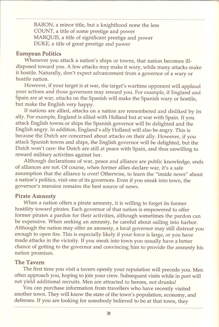 Pirates! manual page 38