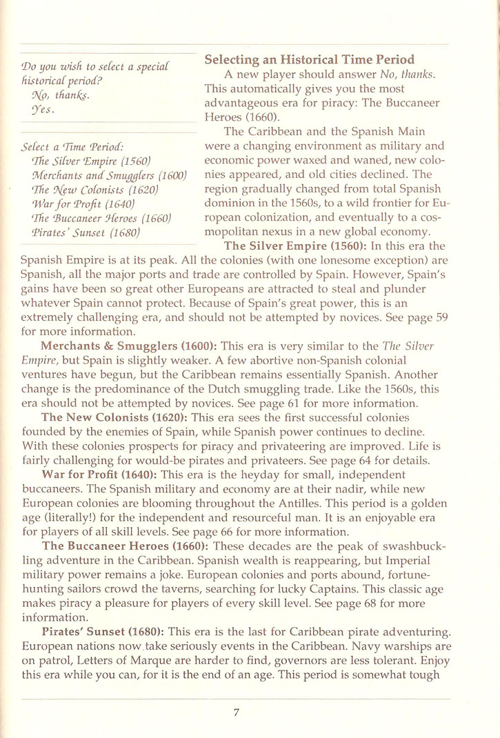 Pirates! manual page 7