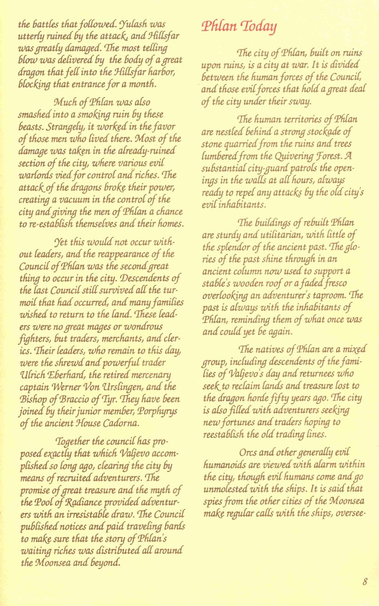 Pool of Radiance Adventurers Journal Page 8