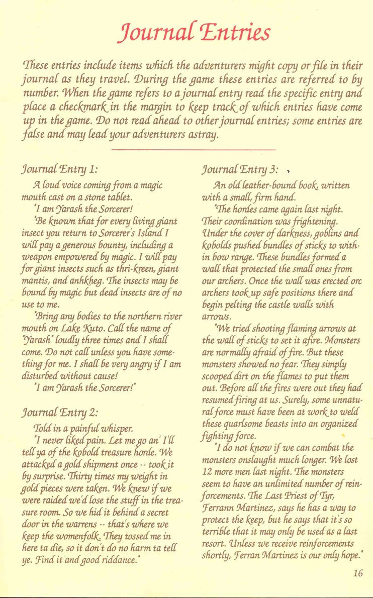 Pool of Radiance Adventurers Journal Page 16