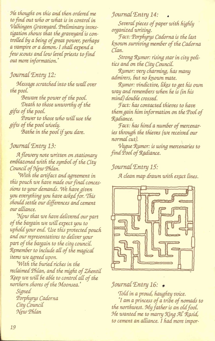 Pool of Radiance Adventurers Journal Page 19