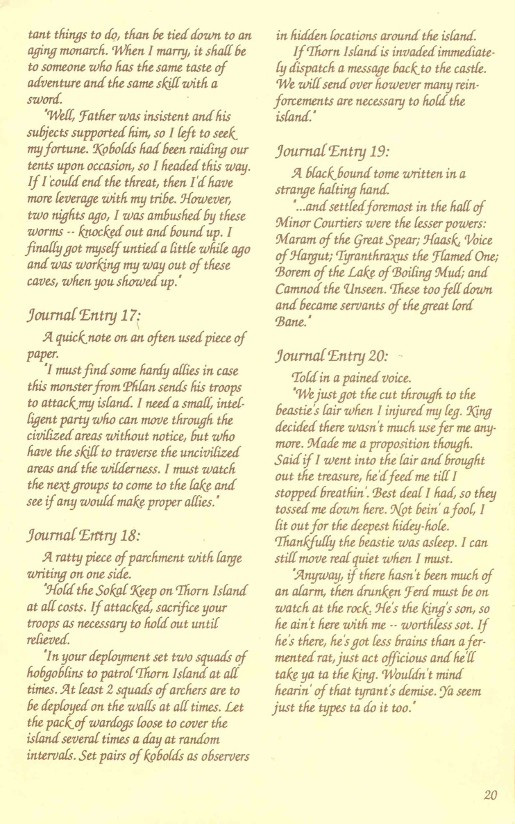 Pool of Radiance Adventurers Journal Page 20