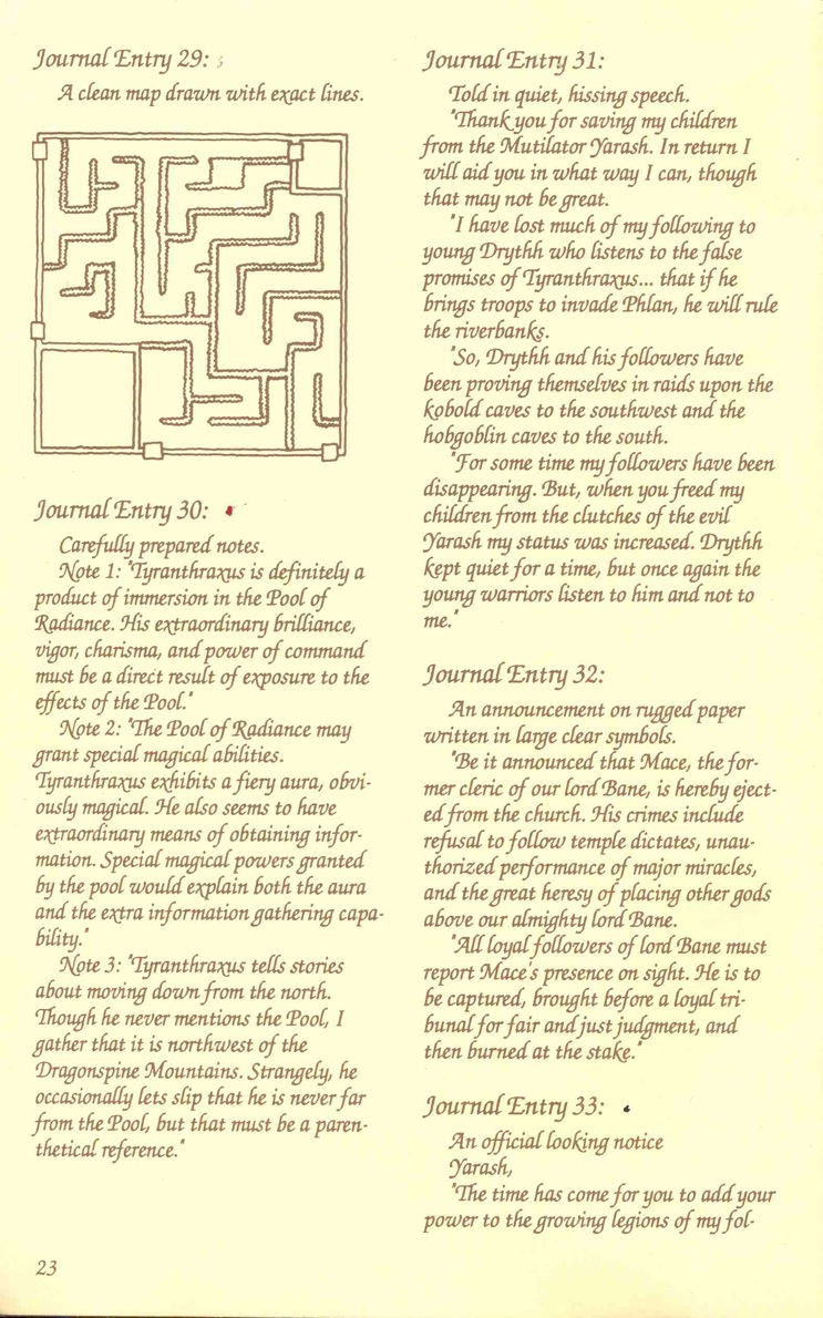Pool of Radiance Adventurers Journal Page 23