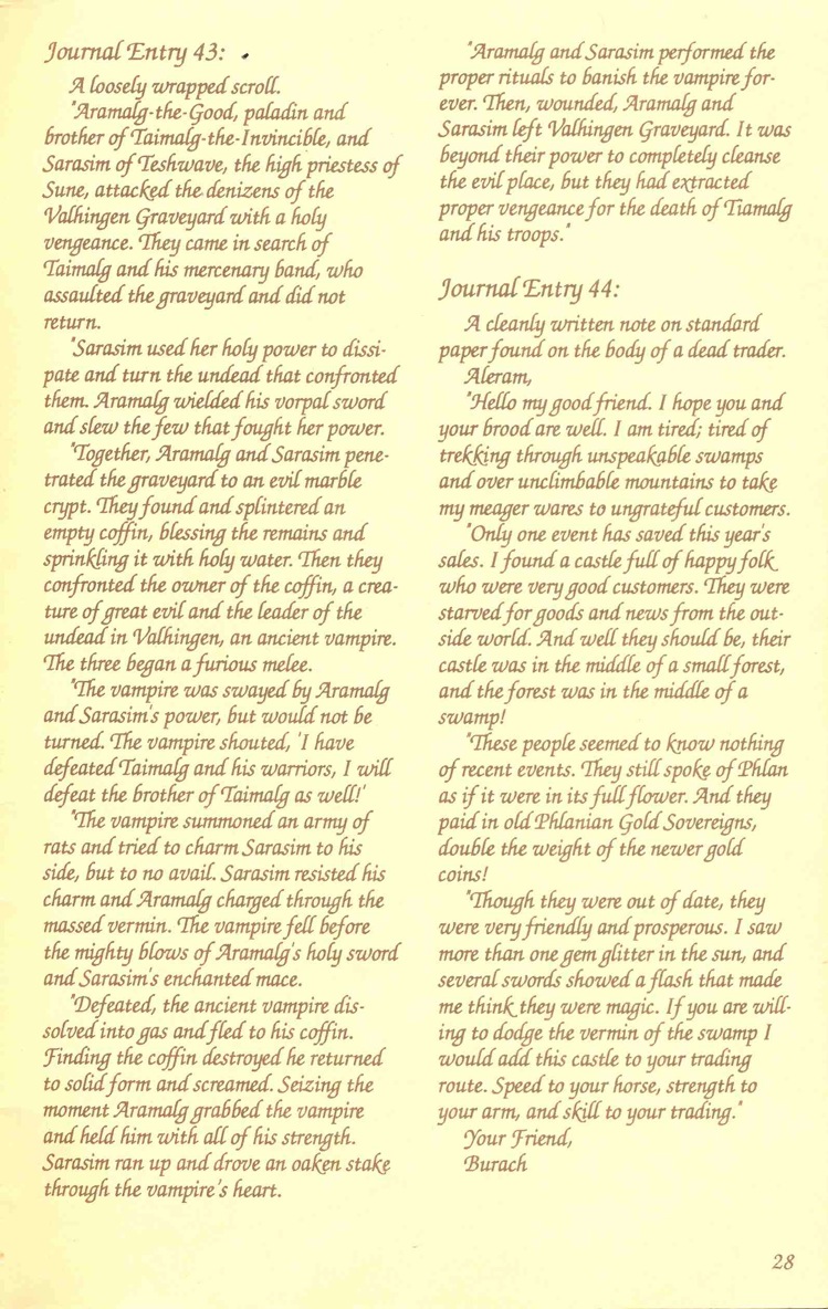 Pool of Radiance Adventurers Journal Page 28