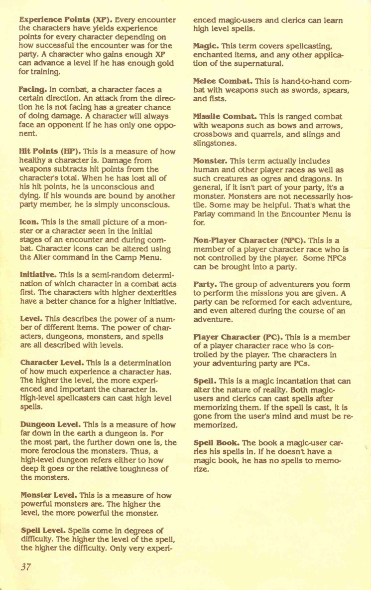 Pool of Radiance Adventurers Journal Page 37