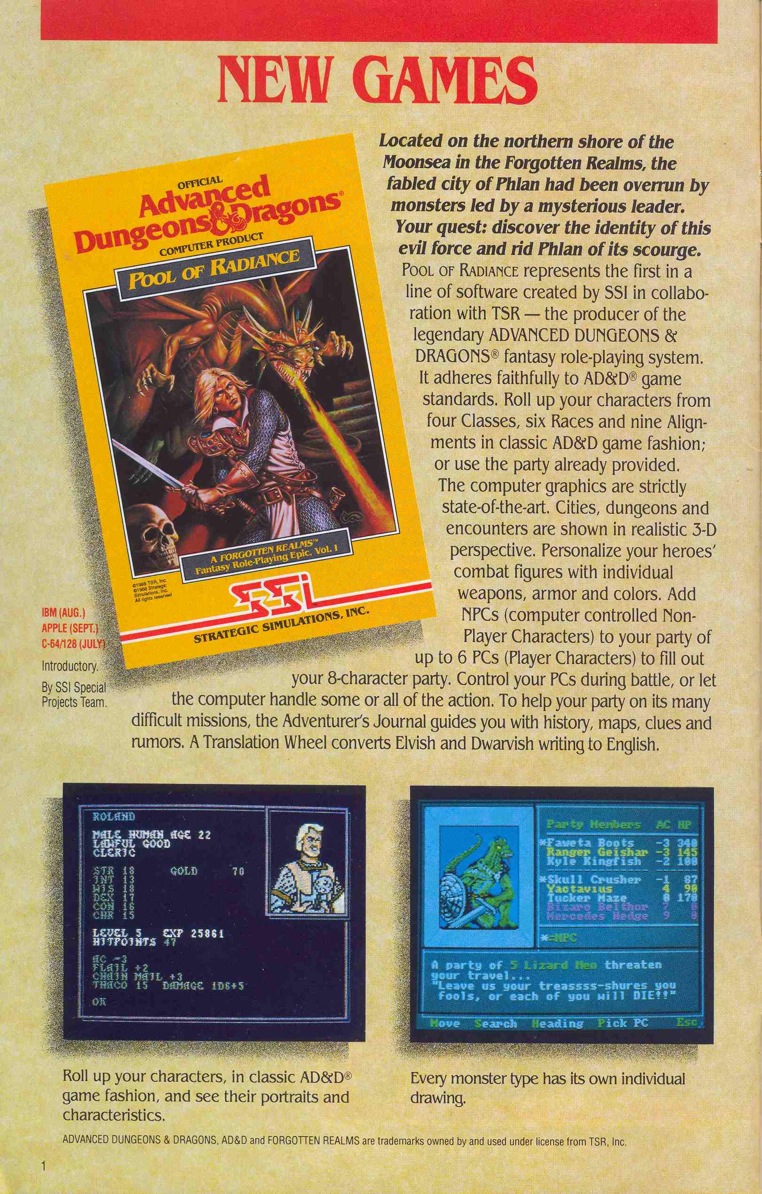 Pool of Radiance SSI 1988 Brochure 1