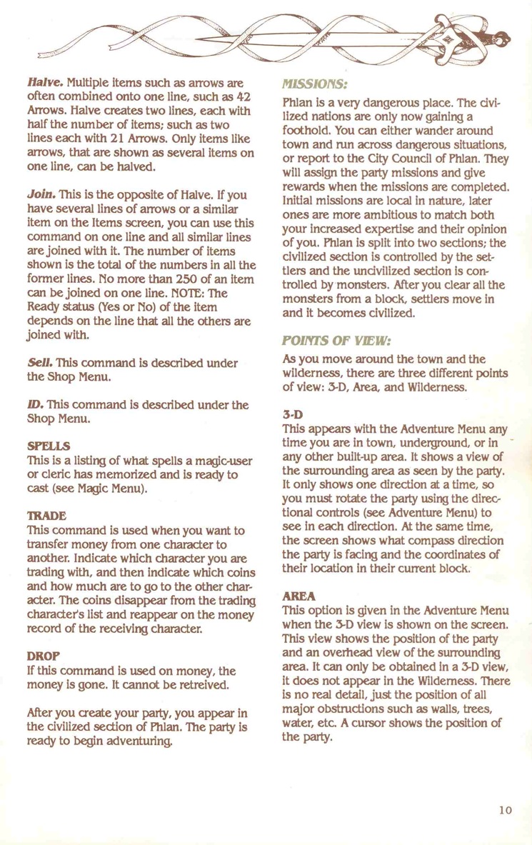 Pool of Radiance Manual Page 10