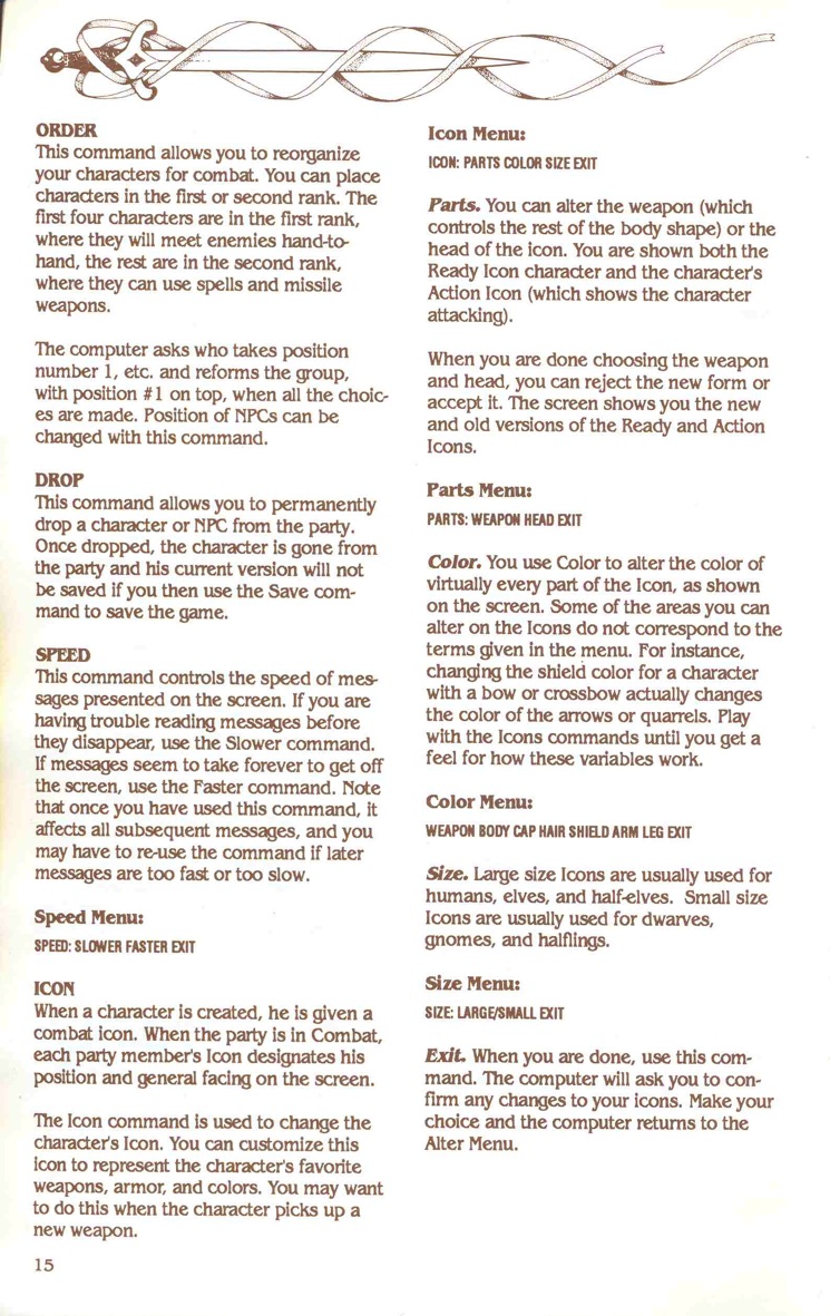 Pool of Radiance Manual Page 15