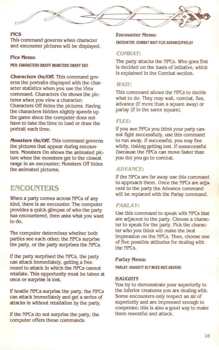 Pool of Radiance Manual Page 16