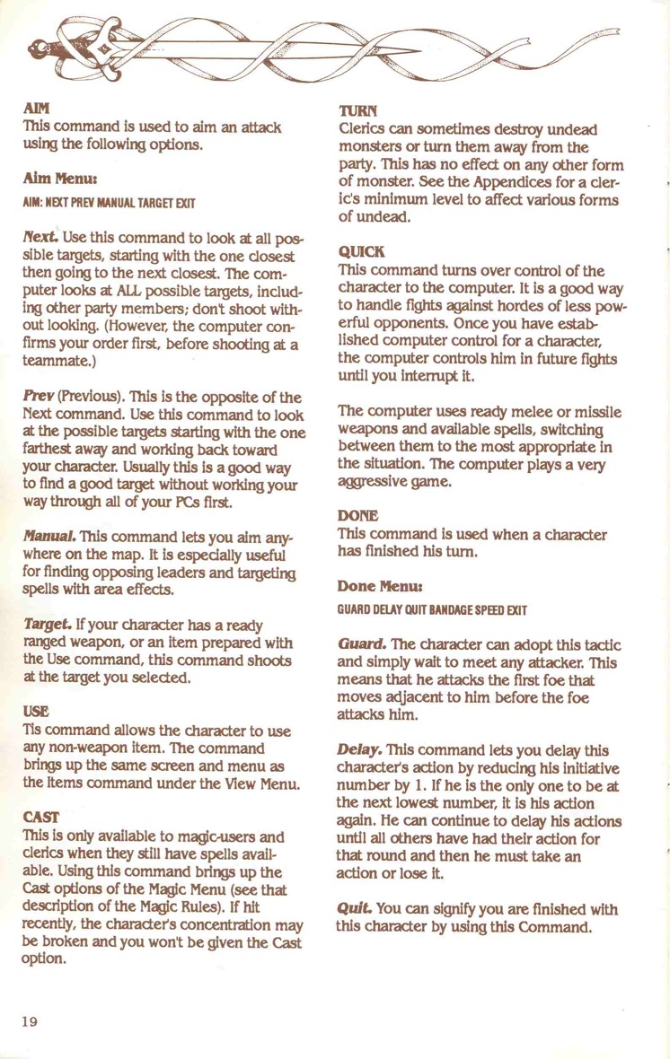 Pool of Radiance Manual Page 19