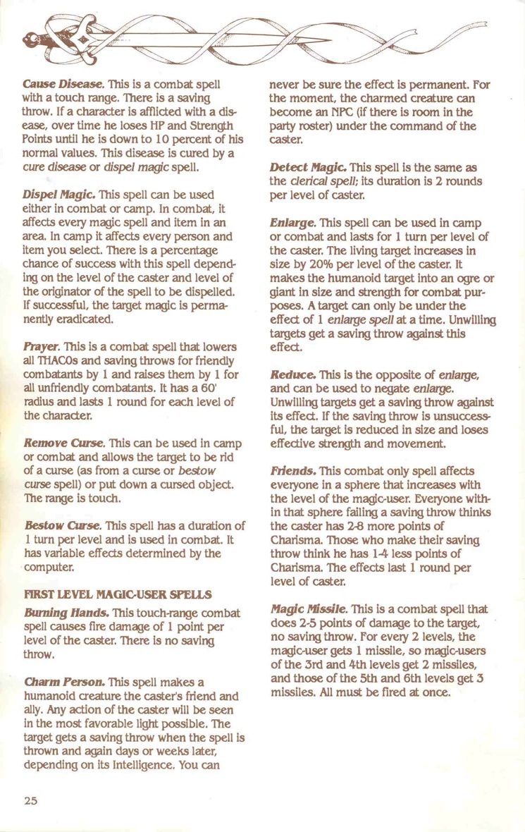 Pool of Radiance Manual Page 25