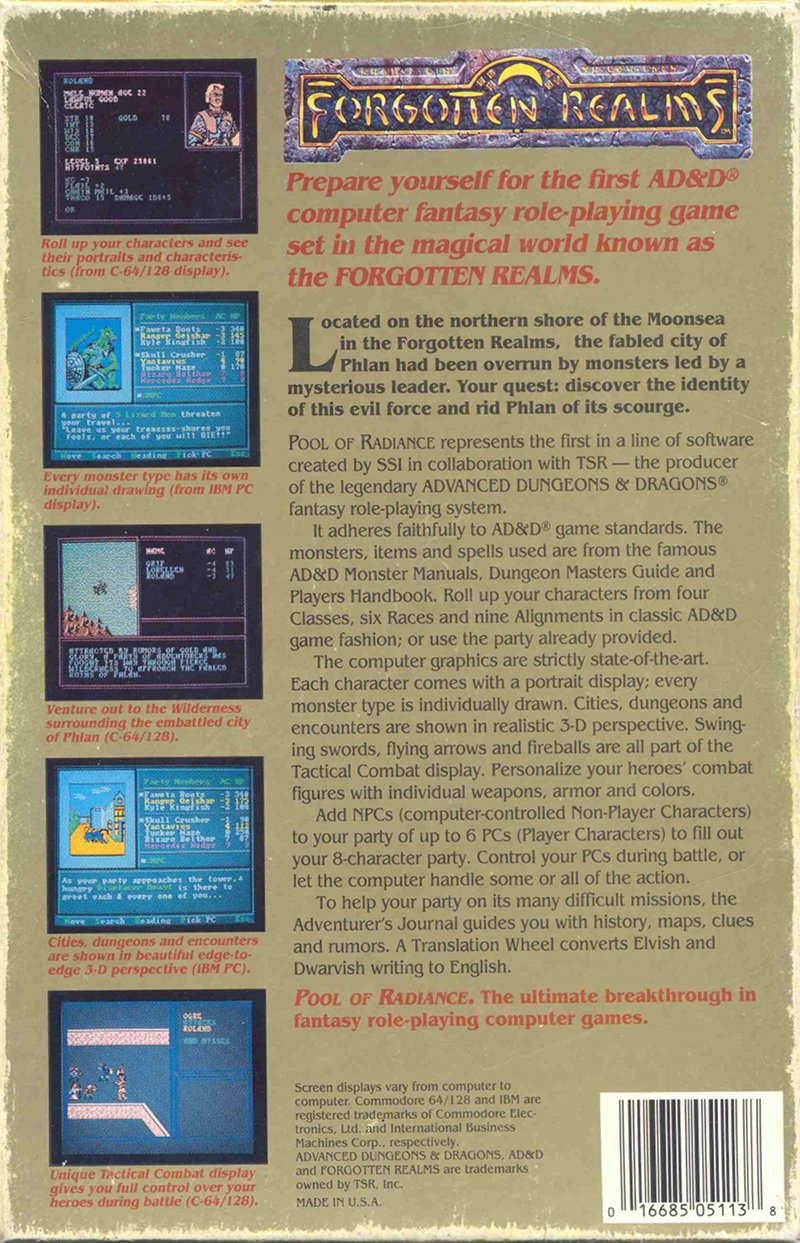 Pool of Radiance Box Back