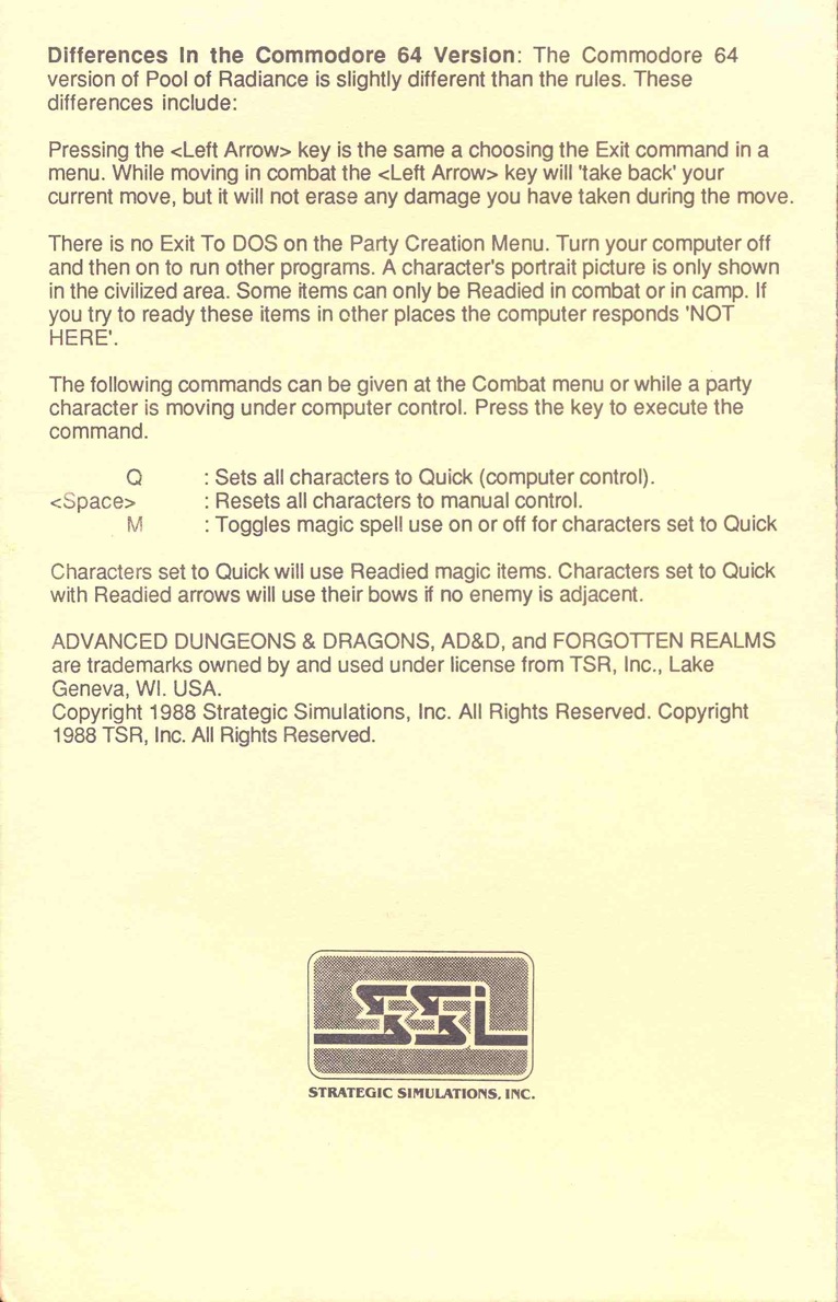 Pool of Radiance Quick Start Card Page 4