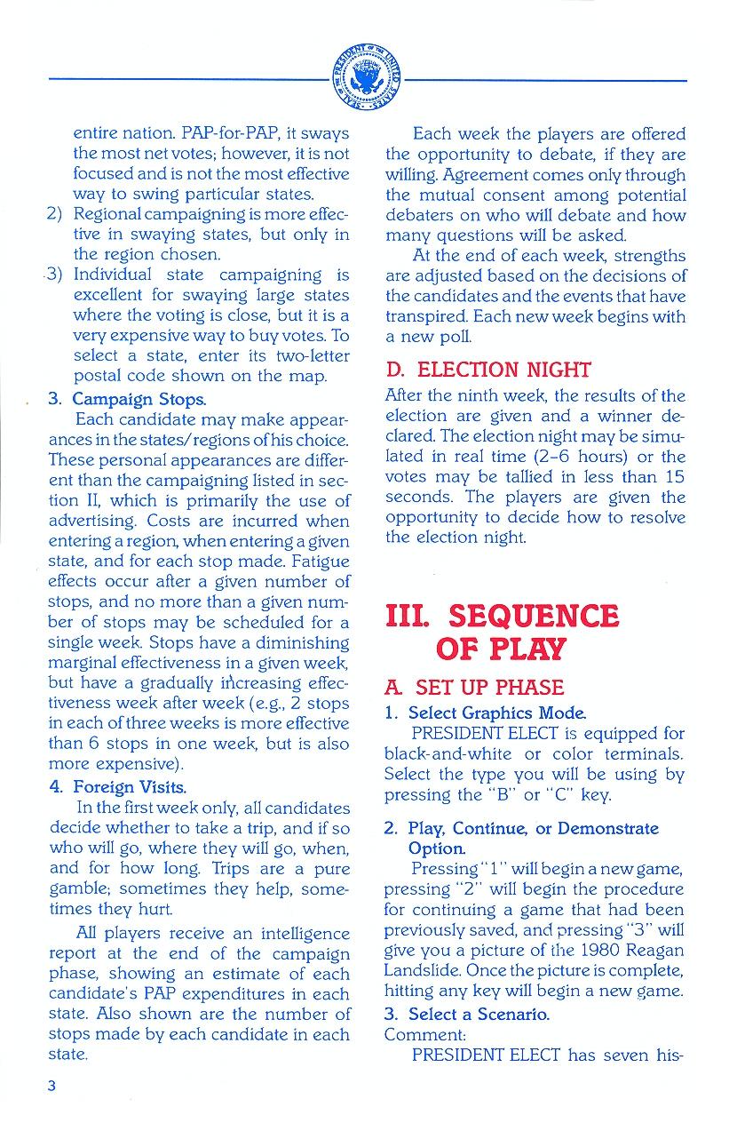 President Elect (1988 Edition) manual page 3