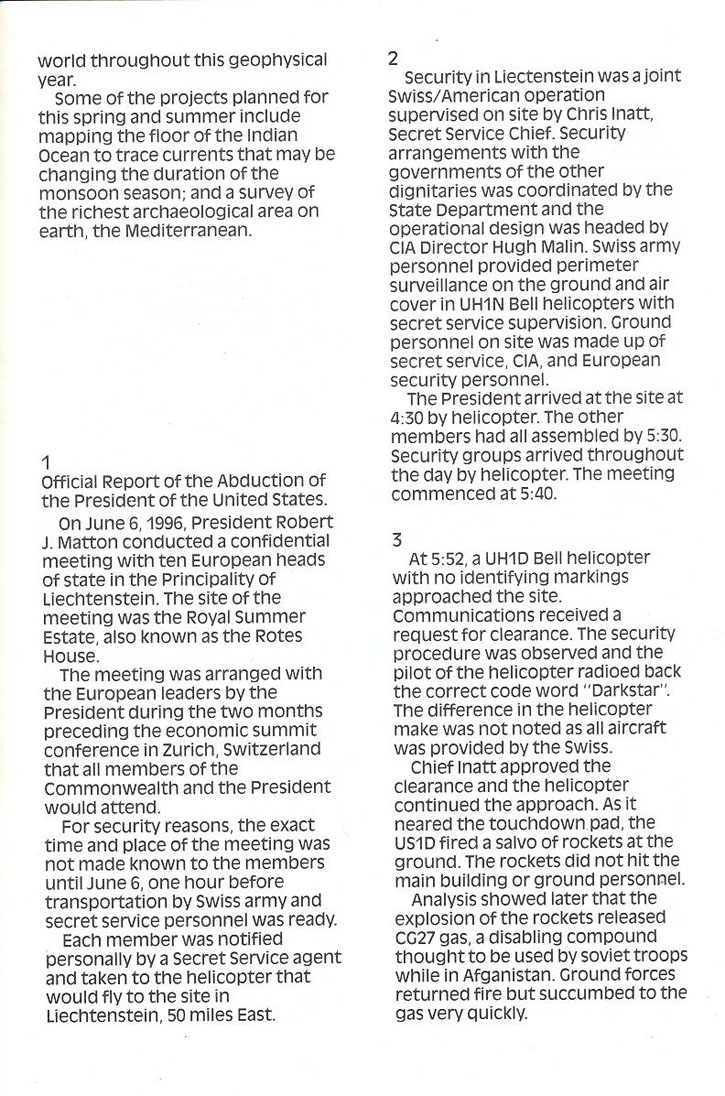 The President is Missing case files page 4
