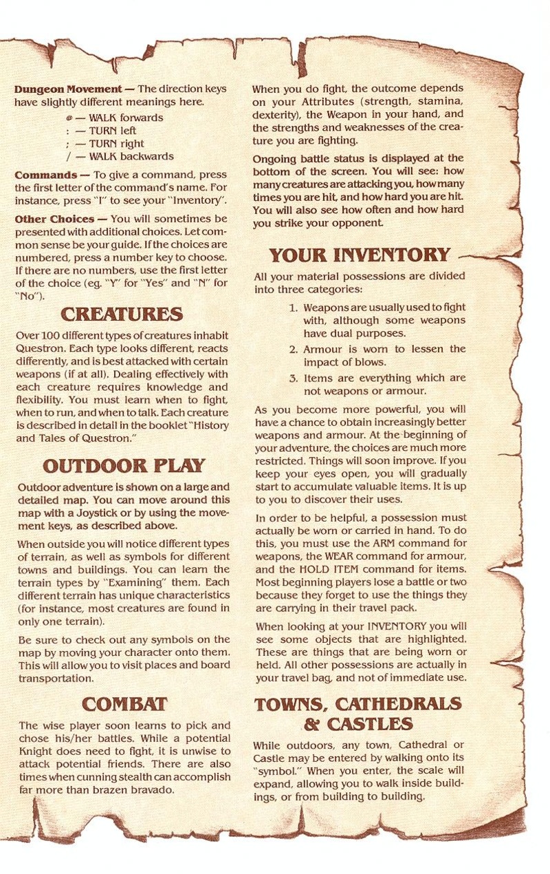 Questron command card page 3
