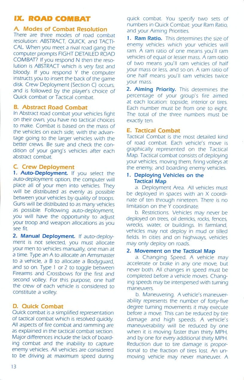 Roadwar Europa manual page 13