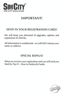 SimCity system card back