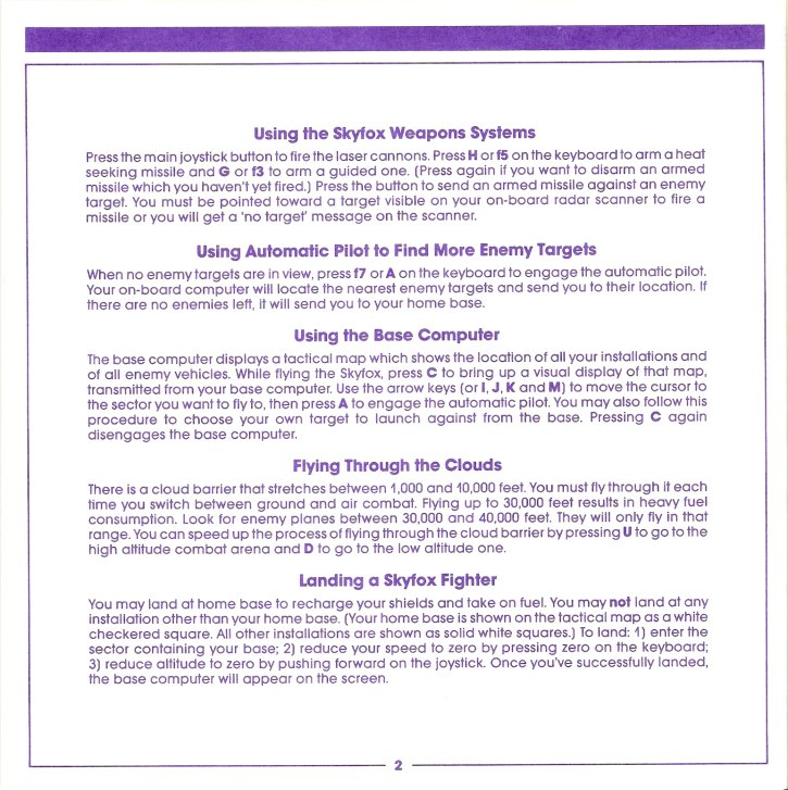 Skyfox Manual Page 2