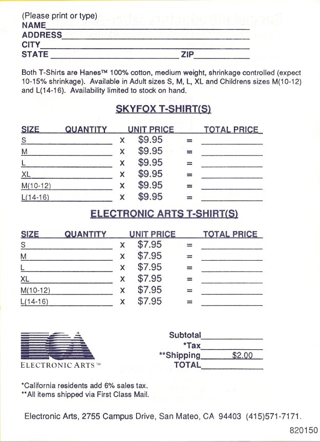 Skyfox T-Shirt Offer Page 2