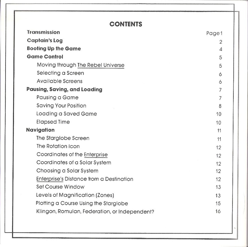 Star Trek, The Rebel Universe manual page iii