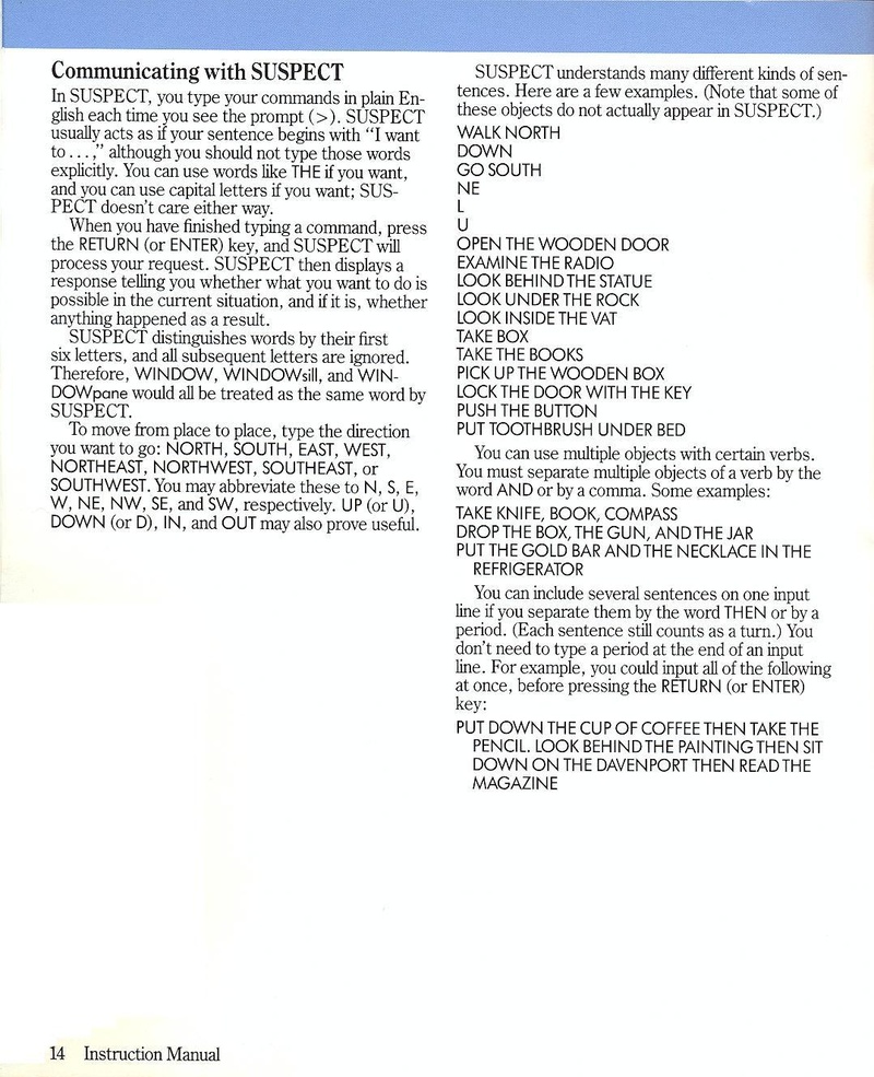 Suspect manual page 14