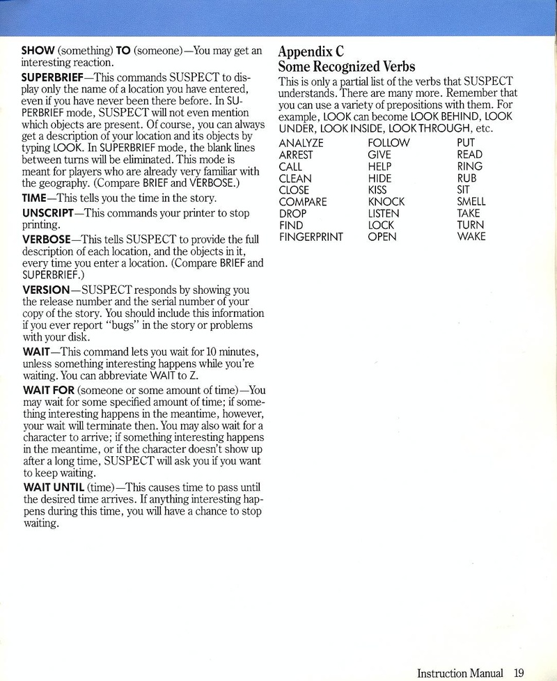 Suspect manual page 19